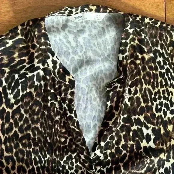 Zara | Cheetah print oversized long-sleeved dress size small - Picture 4 of 4